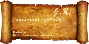 Jeszenszki Máté névjegykártya